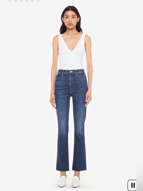 MOTHER Denim - MOTHER Lil Hustler Flood Fray, subtly flared denim jean.